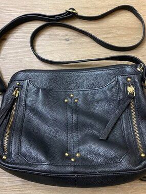 Mob Wife Black Leather Studded Utility Crossbody Bag – Multi-Compartment